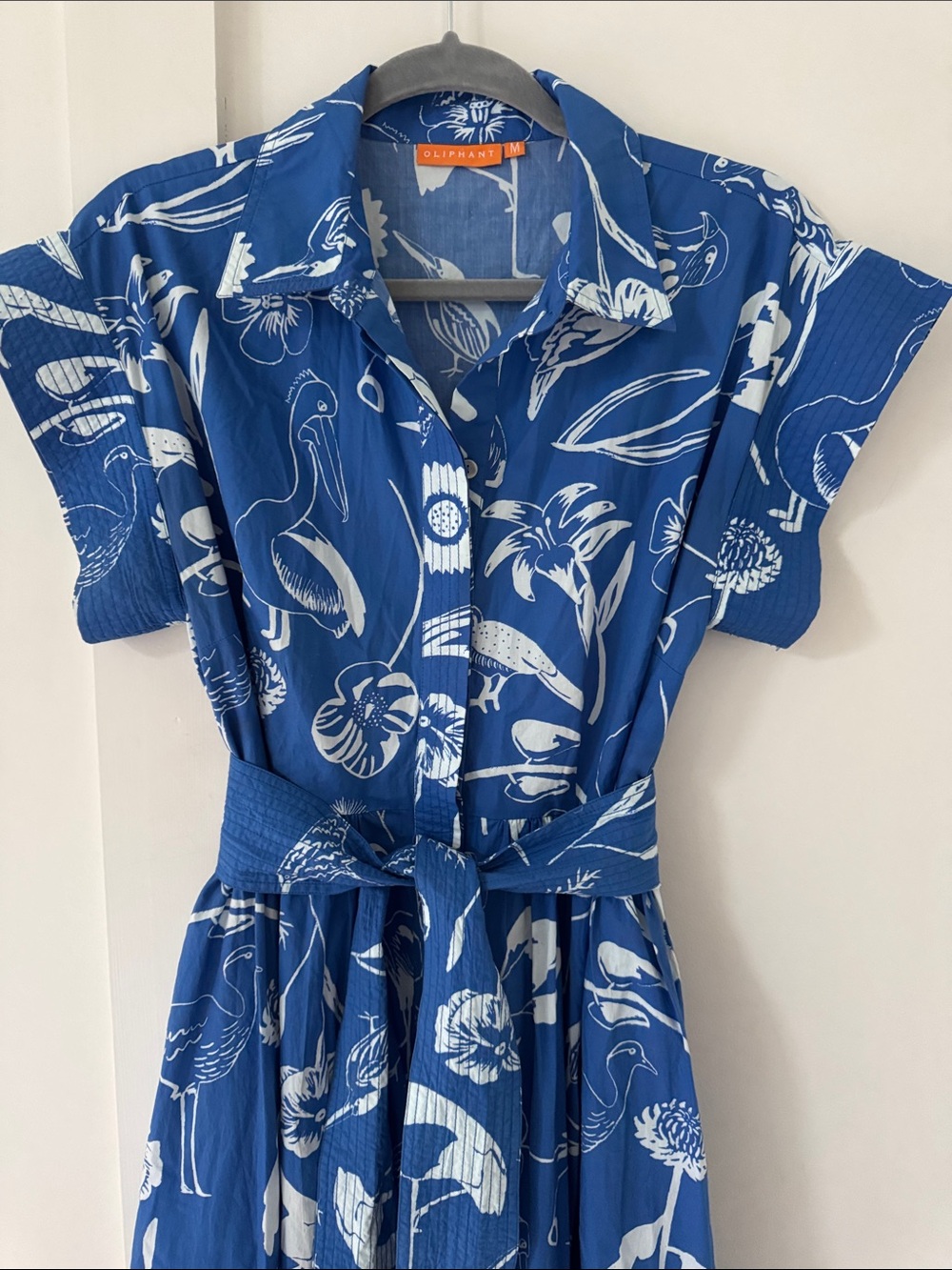 Oliphant Blue Audubon Belted Shirt Dress M - Picture 5 of 12
